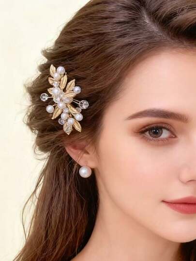 1pc/2pcs Fashionable New Braided Hairpin Headwear Exquisite Faux Pearl Crystal U-Shaped Clip Bridal Updo Hairpin Accessories, Combs, Side Comb