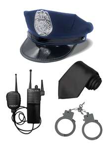 男士帽子配饰套装 - 帽子、领带、对讲机、手铐、角色扮演道具、角色扮演手铐套装，适合派对、节日、日常穿着、万圣节、情人节，新品上市 - 多色1 - 查看 2