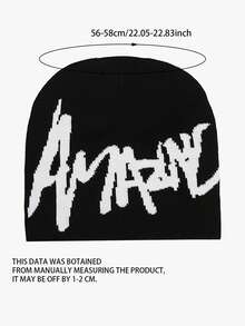 1 件男士字母提花蜘蛛网针织帽，户外街头便帽秋季装