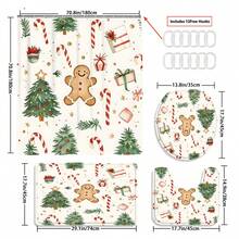 1/3/4pcs Wite Gingerbread For Man Christmas Tree Crutch Candy Shower Curtain Bathroom Set, Waterproof And Wear-Resistant Accessories,With 12 Hooks - Includes Toilet Seat Cover, Bath Mats, And Rugs - Non-Slip Polyester Fabric - Washable - Perfect For Holiday Decor,Home/Bedroom/House/Western Decor, - Multicolor - View 14