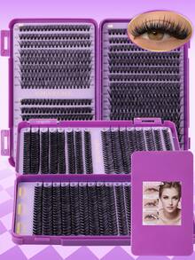 CMAYOME 640片高品质C/D卷翘假睫毛，DIY睫毛：10D + 20D + 30D + 40D + 50D，10-18毫米自然柔软假睫毛，10-18毫米浓密柔软假睫毛。睫毛套装还包含睫毛胶水 - 紫色 - 查看 12