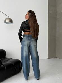 SQUALO Jeans de mujer con efecto lavado en azul, desgarrados y con efecto desgastado, estilo urbano