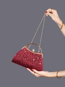 REMANLAND Chiếc ví cầm tay kim loại đính đá lấp lánh và quyến rũ này, một chiếc túi dạ hội sang trọng với sequin, rất phù hợp cho phụ nữ tham dự các bữa tiệc, đám cưới, tiệc tối và các buổi tiệc chiêu đãi. Đây là sự lựa chọn hoàn hảo cho các quý cô tham dự các bữa tiệc, và cũng là món quà tuyệt vời nhất dành cho phái nữ. - Màu Đỏ Sâu - Xem 6