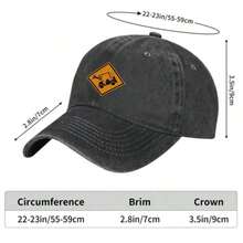 Baseball Cap Golf Cart Crashing Warning Sign Unisex Vintage Washed Cap Adjustable Cotton Retro Dad Hats For Men Womem - Black - View 3