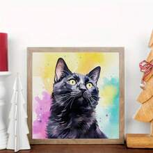 1 Set - Iridescent Black Cat Cross Stitch Kit, DIY Needlework Art Supplies, 11CT Cross Stitch Decorative Painting, Creative Handmade Stress Relief Gift. Complete Home Decor Printed Cross Stitch Craft, Suitable For Home Decor Knitting Art. Frame Not Included - Multicolor - View 12