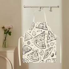 1件美味披萨图案围裙，创意、趣味、时尚印花家居清洁围裙，防水防油易清洗厨房烹饪围裙，创意家居围裙 - 彩色 - 查看 8