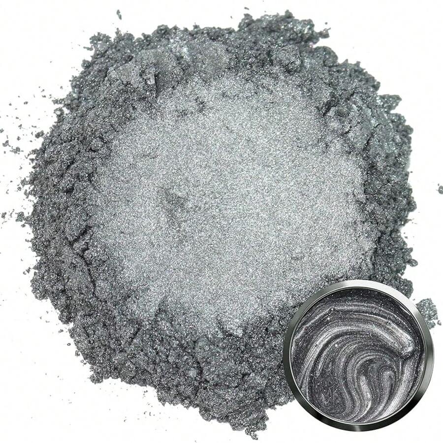 Matio Mica Powder, 1.8oz/ 50g White Pearlescent Effect Mica Powder Epoxy Resin Natural Color Pigment Soap Making, Bath, Candle Dye, Resin, Paint,Nails,Jewelry, Slime Pigment - 灰色 - 查看 1