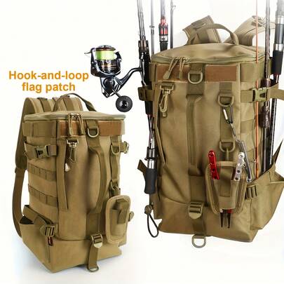 حقيبة ظهر صيد السمك للرجال - صندوق أدوات متقاطع لمعدات وإكسسوارات الصيد | تخزين أدوات الصيد للرجال والنساء | هدية للتخييم والسفر لعيد الأب، عيد الميلاد، التخرج