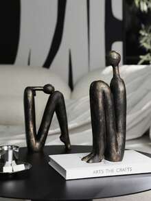 2pcs/Set Modern Resin Bookends, Human Figure Decorative Book Ends Sculpture, Elegant Sitting Person Design Decor, Suitable For Bookshelves, Desks, Home Office, Indoor & Outdoor Home Decor Crafts - Multicolor - View 11