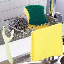 Kitchen Faucet Organizer, Home Dish Drying Rack, Multi-Function Dishcloth Holder, Sink Accessories, Vegetable Washing Basin, Stainless Steel Draining Rack - Multicolor - View 2