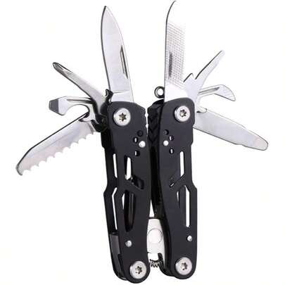 Versatile 14-In-1 Mini Multitool Pliers, Portable Pocket Knife, Screwdrivers & Saw - Ideal Survival & Camping Gear, Perfect Gift For Men, Women, Dad, Husband (Black)