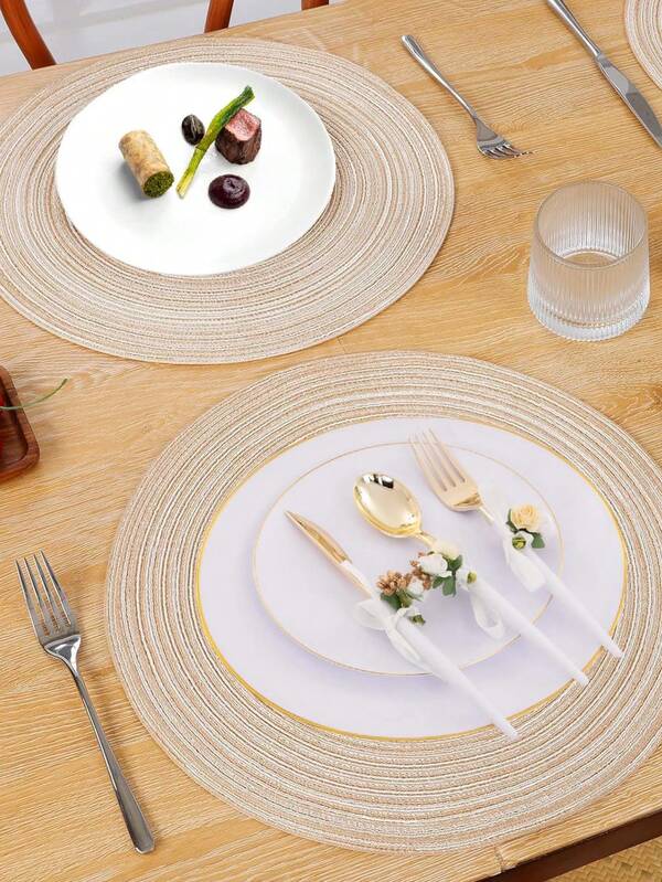 1 Stück/4 Stücke/6 Stücke 15-Inch runde gewebte Tischsets, waschbar, rutschfest und hitzebeständig, geeignet für Heim, Outdoor, Feiertage, Partys, Weihnachtsdekoration