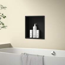 Bernkot Duschnische 304 Edelstahl 30 cm * 30 cm * 10 cm Wandvertiefung Schwarz für Badezimmeraufbewahrung Keine Fliesen erforderlich Dusche Eingelassene Dusche Überbau