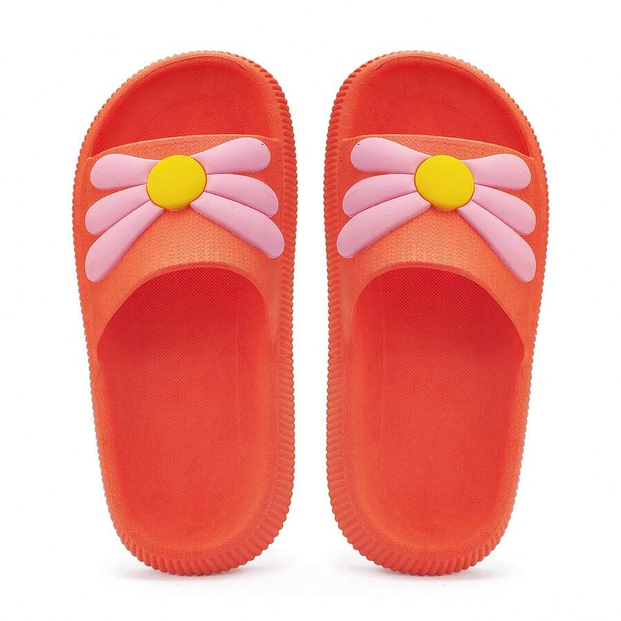 Chinelo Infantil Nuvem Menina Casual Flor Super Macio - Laranja - Visão 1