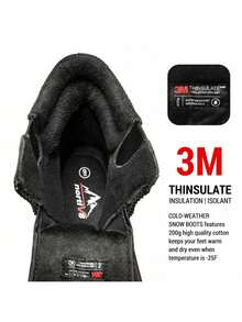 Men's Insulated Waterproof Winter Snow Boots Warm Outdoor Boots For Cold Weather - Black - View 3