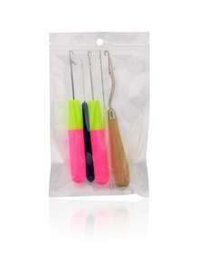 Set di 5 uncinetti per uncinetto, adatti per maglieria, parrucche, trecce, colore nero, possono essere utilizzati per dreadlocks, tessitura in plastica, extension per capelli e altri stili, laboratorio artigianale