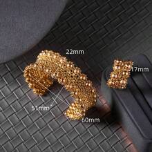 dazzdelic 4pcs Set Assorted Copper Beads 3 Rows Necklace Earrings Open Bangle Ring For Women Formal Wear, Party Accessory & Gift - 4 Piece Set - View 8