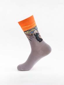 6 Paar Herren Knöchelsocken, verrückte Ölgemälde Serie, bequeme weiche Freizeitsocken