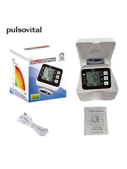 Pulsovital Monitor electrónico de presión arterial para la muñeca Monitor de presión arterial para la muñeca totalmente automático, de alta precisión y con retroiluminación para uso doméstico