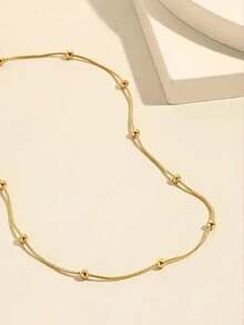 1pc Fashionable Minimalist Stainless Steel Ball Chain Necklace, Suitable For Daily Wear, Holidays, Birthday Gifts