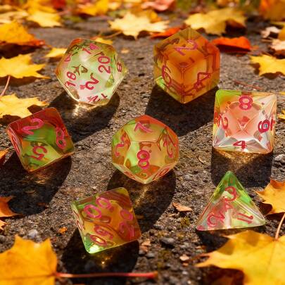 7-Piece Polyhedral Dice Set, Pink Numbered, Tricolor Mixed Dice & Game Board - Perfect Family Holiday Gift (Halloween & Christmas)