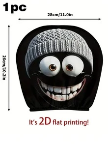1/2 piezas Funda para reposacabezas de coche, gorro gris, estampado de cara sonriente de estilo caricaturesco y divertido - Sin relleno, fácil de instalar - Opción ideal para la decoración interior del coche tanto de hombres como de mujeres, perfecta para uso durante todo el año, regalo ideal para coches, perfecto para amigos - Multicolor - Ver 12