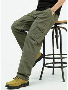 XINTM Men's Cotton Work Pants, Baggy Cargo Pants, Rip-Resistant, Multiple Pockets, Stretch, For Work, Hiking - 灰色 - 查看 11
