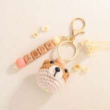 1pc Customized Plush Animal & Wooden Bead Letter Keychain, Deer/Lion/Bear/Elephant/Fox/Koala, Star Fur Ball Personalized Bag Charm, Name Tag, Unique Handmade Gift
