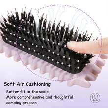 Adult Air Cushion Detangling Brush + Air Cushion Brush Cleaner - Multi-Color Options, Suitable For Wet/Curly/Thick Hair, Gently Removes Tangles, Massages Scalp, Easily Cleans Embedded Hair, For Styling And Grooming Curly Hair For Men And Women, Reduces Pulling, Ideal For Travelers, Extends Brush Lifespan, Multiple Colors Available - Multicolor - View 6