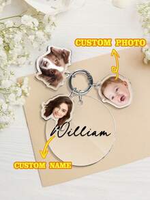 1pc Customized Photo Keychain, Acrylic Pet Photo Keychain, Personalized Photo Gift, Unique Gift For Boyfriend/Girlfriend, Husband/Wife, Dad/Mom, Valentine's Day, Birthday, Youth Anniversary, Father's Day, Mother's Day, Couple Gift, Customized Photo Keychain | Personalized Keychain | Anniversary Gift | Gift For Him | Gift For Her | Christmas Gift | Customized Logo Keychain