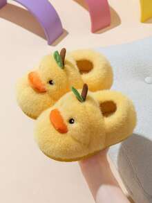 1 Pair Baby Cute Cartoon Thermal Lined Anti-Slip Rubber Sole Warm Casual Flats, Suitable For Autumn/Winter - Yellow - View 11