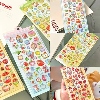 3D Embossed Cartoon Animal Stickers, Apple Story Series, Celebrity Same Style, Mobile Phone Case Decorative Stickers