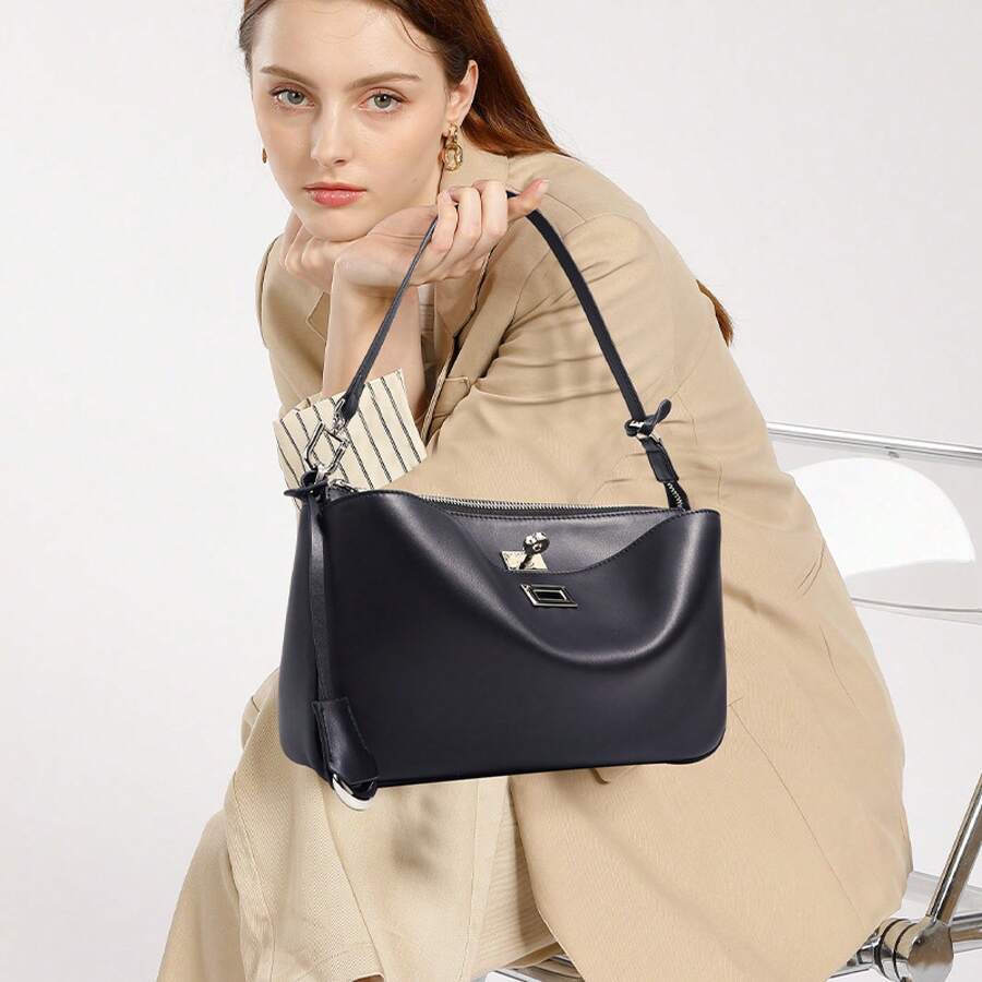 Sac sous le bras baguette française pour femmes, grand sac à main de capacité, nouveau sac de luxe en cuir véritable haut de gamme pour femmes