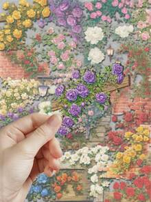 50张复古花卉图案贴纸，PET材质，适用于装饰日记本、吉他、笔记本电脑、手机壳、行李箱等。 - 彩色 - 查看 7