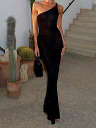 1 szt. Elegancka dzianinowa sukienka z odkrytymi plecami w jednolitym kolorze, odpowiednia na imprezę, urodziny, dzień singla i na każdą porę roku