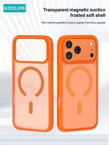 KOOLIFE 1 件 Apple 17Pro 亲肤二合一磁性手机壳，PC+TPU 1.5 毫米磨砂背板，Fi 兼容 Applele 17ProMax/17/17Pro/17Air/14/14Pro/14ProMax/15/15Pro/15ProMax/16/16Pro/16ProMax/16e - 橘色 - 查看 2