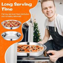 2 Pcs 16 Inch Large Deep Pizza Pans Stainless Steel Pizza Tray Round Oven Tray Rust Proof Reusable Bakeware Cooking Pan Dishwasher  Baking, Serving, And Displaying Cookie Pie