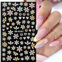 Nail Art Stickers Decals 5D Embossed Flower Nail Decals Self Adhesive Spring Summer Heart Daisy Nail Supplies 3D Nail Design For Women Nail Decoration Colorful Flower Nail Stickers{Inchcolor_nameinch:InchColorful-06inch} - 多彩-06 - 查看 4