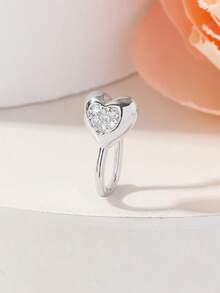1pc Fashionable Minimalist Heart Shaped Zirconia Studded Nose Clip, No Piercing Required - Heart-shaped - View 5