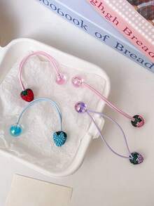 4pcs/2pcs Colorful Crystal Strawberry Hair Scrunchies, Fruit Elastic Hair Bands, Cute Candy Color Hair Ties, High Elasticity Ponytail Holders, Damage-Free Hair Accessories, For Daily Use, Hair Scrunchies, Hair Ties ,Hair Rope ,Hair Elastics ,Hair Rubber Bands