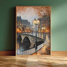 1pc Frameless Autumn Street Scene Cozy Town Lamp Yellow Maple Leaves Wall Art Fall Season Canvas Painting For Living Room Bedroom Dorm Room Decor Poster Funky Posters Room Decor Bedroom Prints For Wall Autumn Landscape Fall Town Scene Seasonal Decor Cozy Street Art
