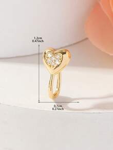 1pc Fashionable Minimalist Heart Shaped Zirconia Studded Nose Clip, No Piercing Required - Heart-shaped - View 4