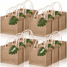 12 Set Burlap Jute Tote Bags Small Bachelorette Gifts Bags With Handles Sunglasses Monstera Leaves Tags Bridesmaid Treat Goodie Candy Tote For Wedding Party Favors - Dark Grey - View 1