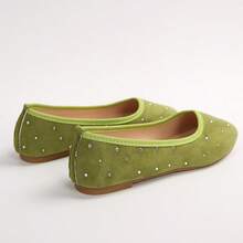 Women's Fashion Soft Bottom Commuter Flats, New Spring/Autumn French Versatile Round Toe Crystal Low Vamp Flat Shoes, Mother Shoes, Work Shoes