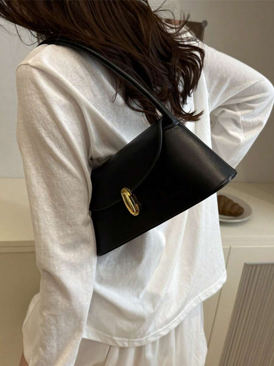 Retro Shoulder Bag For Women, Leather Small Tote Handbag Hobo Cute Clutch Shoulder Purse, Vantage Design - màu đen - Xem 1