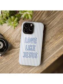 1 elegante funda para teléfono, no incluye cordón ni soporte. Funda cristiana para teléfono Love Like Jesus - Estética de rayas azules y versículo bíblico para. |       Adecuado para 17/17/17 Pro/17 Pro/16 Pro/15 Pro/14 Pro/13 Pro/12 Pro, regalo para ella. - Blanco 1 - Ver 3
