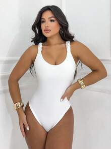 Kit 3 Basic Bodysuit With Thick Straps With Elastic With Discreet Neckline Shaper Fashion Casual Versatile Casual Foreign Blogger - 黑棕白 - 查看 6
