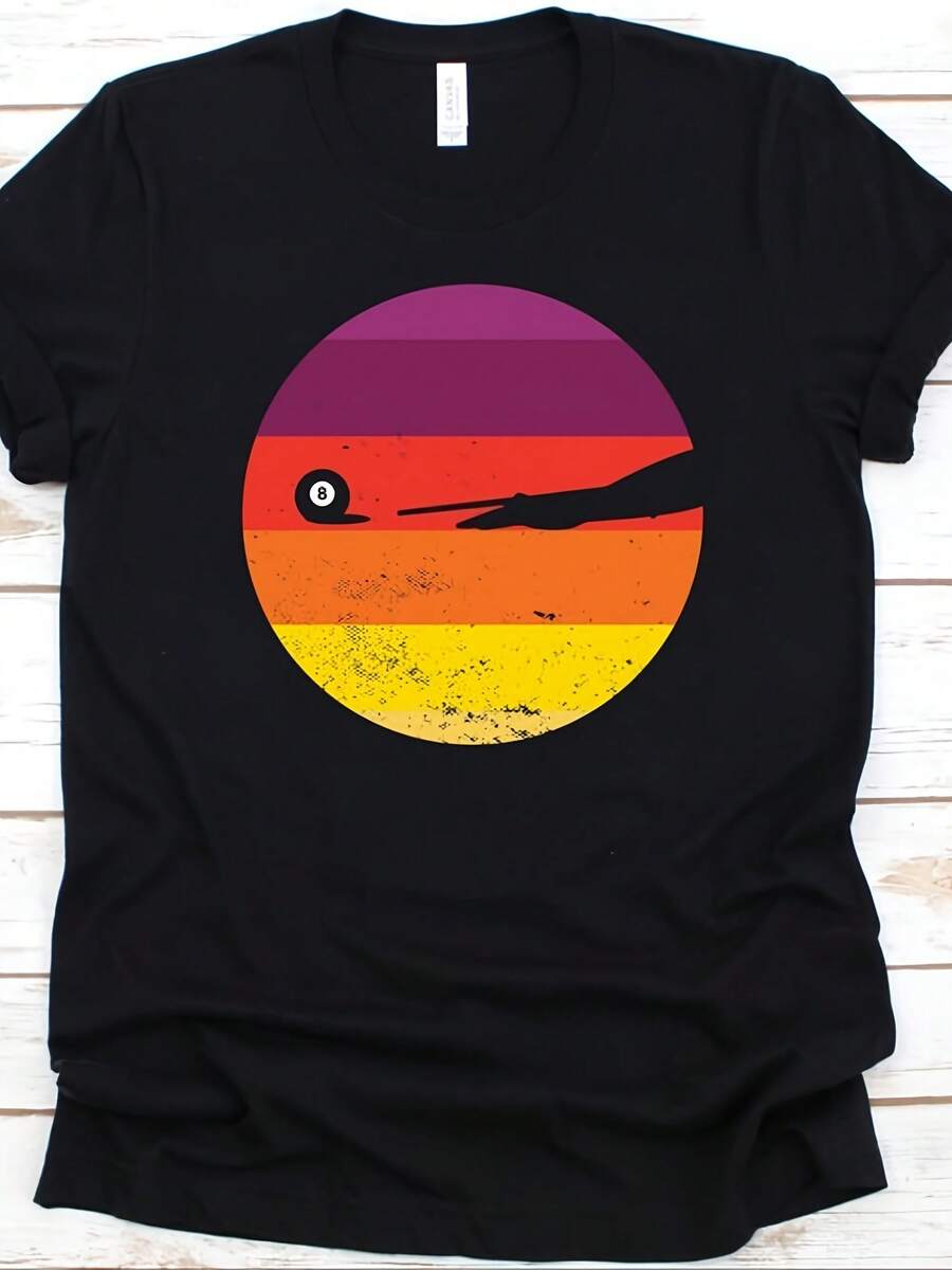 Billiard Silhouette Shirt, Cue Sport, Billiard Ball Design, Pocket Billiards, Billiard Table, Pool Shirt, Cue Stick, Gift For Pool Shark - Phong cách 23 - Xem 1