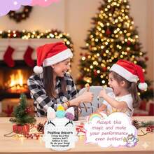 1件独角兽圣诞/生日礼物，适合女性/女孩，钩针编织独角兽桌面摆件，感谢老师和朋友的礼物，圣诞袜里装满白色大象趣味礼物，手工钩织独角兽适合各种场合：情人节、毕业典礼、圣诞节 - 彩色 - 查看 8