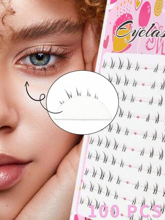 100 piezas de pestañas inferiores con aspecto natural tipo manga japonés, estilo anime con púas, pestañas inferiores dramáticas DIY para cosplay, pestañas postizas reutilizables de 4-6 mm